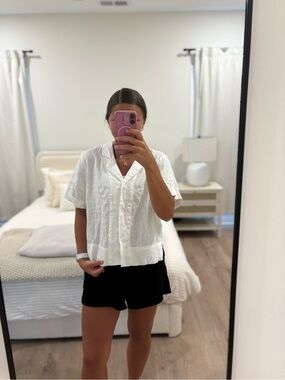 Quince 100% European Linen Short Sleeve Top Size Medium